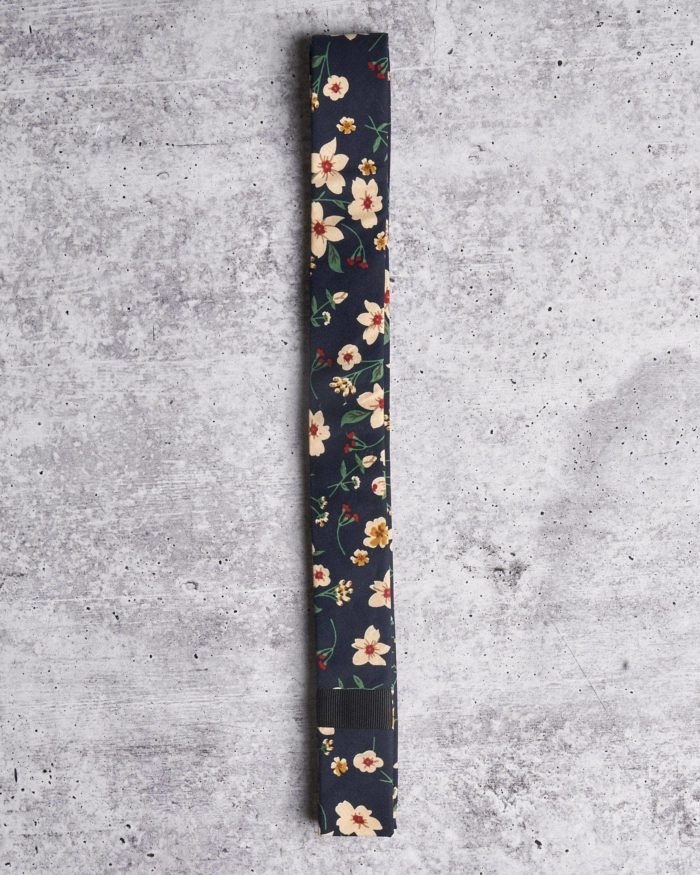 Liam Jake Wisdom True Skinny Tie - Navy Floral Tie